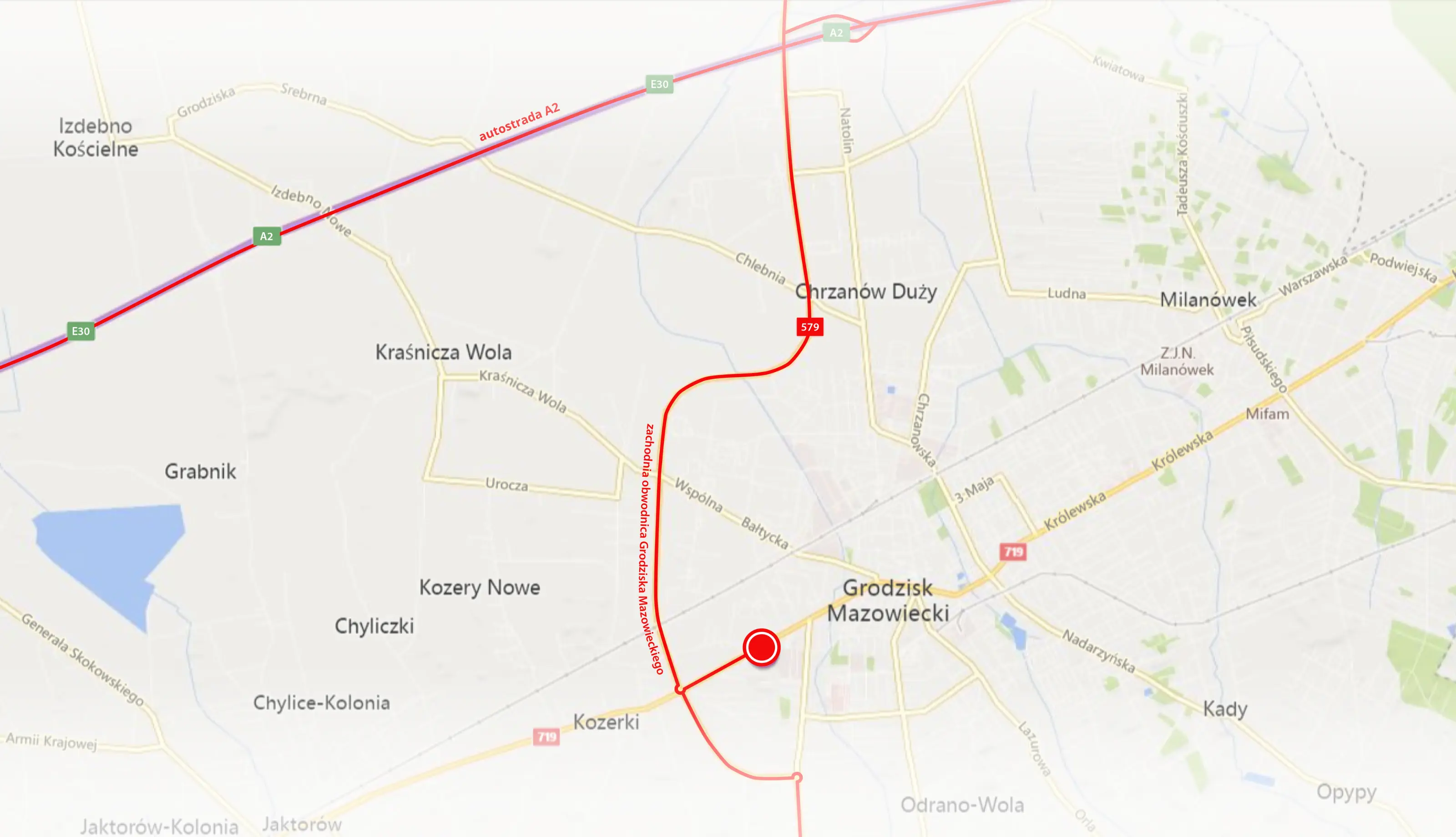 mapa dojazdu Grodzisk Sfera Park Grodzisk Mazowiecki